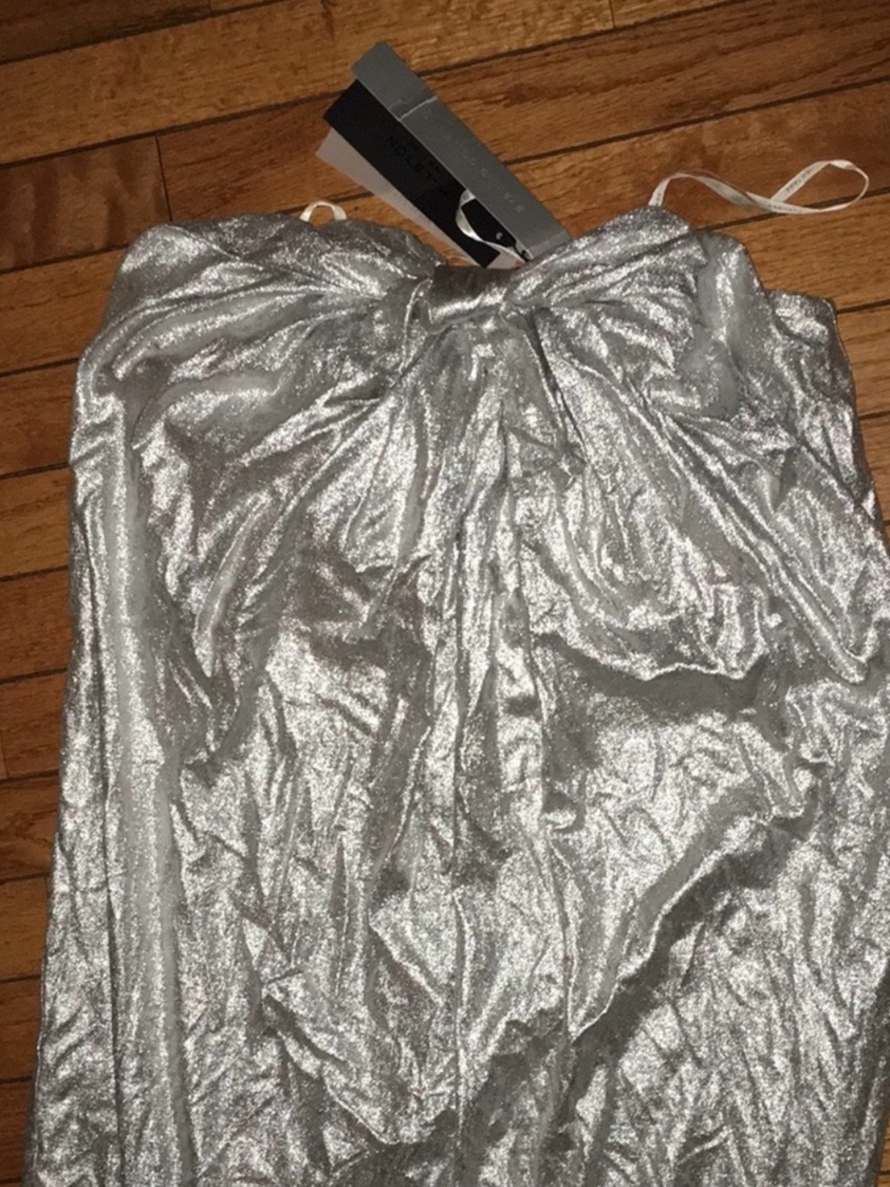 Halston Silver Metallic Maxi Dress NWT - Picture 3 of 5
